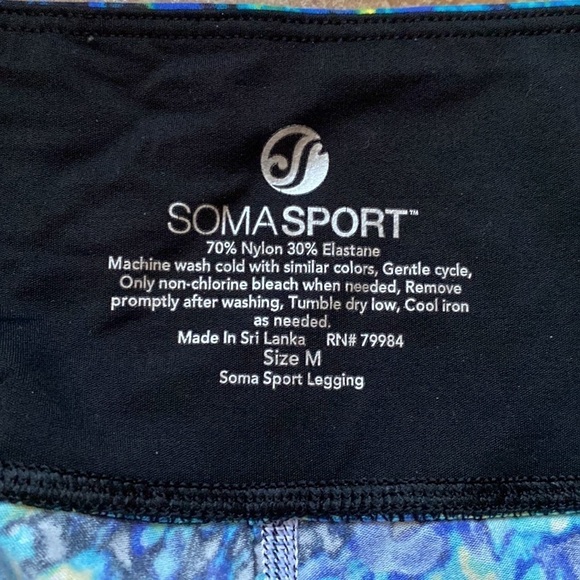 Soma Sport‎ Vibrant Viridian Blue Green Soft Athletic Workout Yoga 7/8 Leggings - Picture 5 of 9